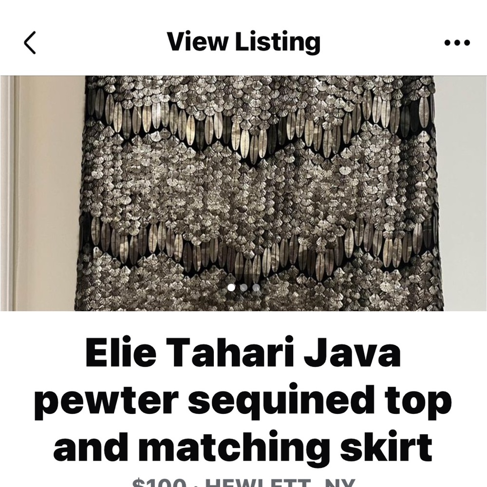 Elie Tahari Pewter Sequin Skirt Set